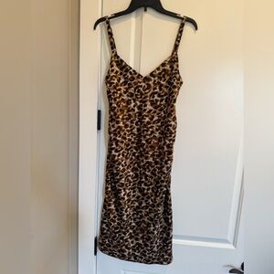 Rebecca Minkoff Brown and Black Animal Print Slip Dress
